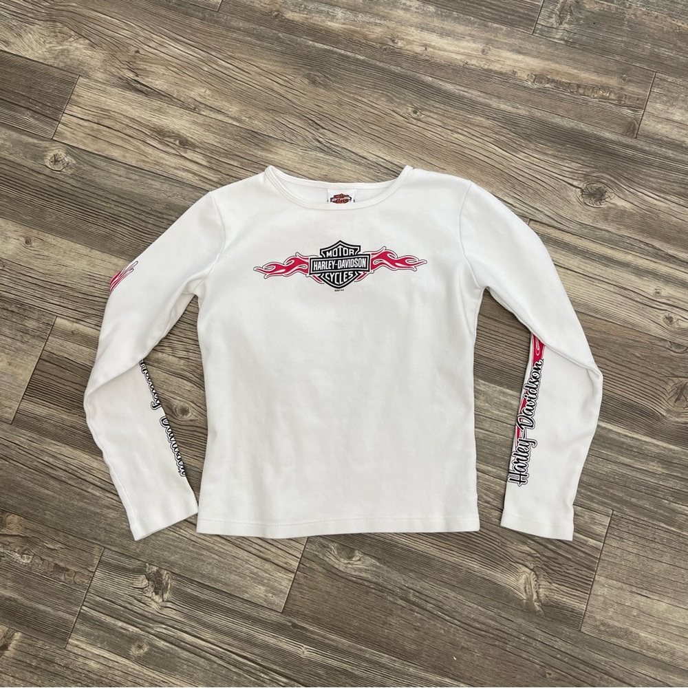 Harley-Davidson White and Red Long Sleeve Tee